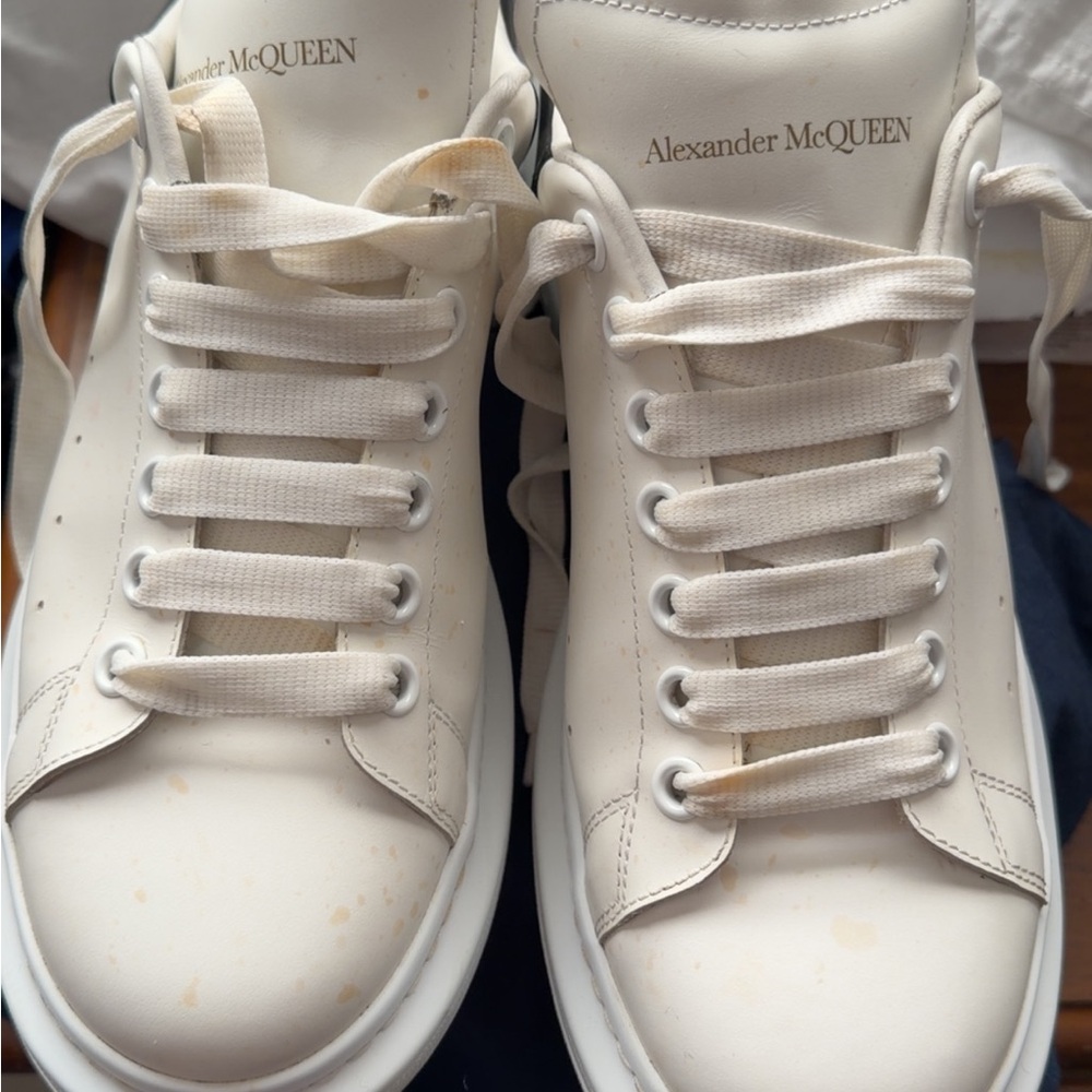 Alexander McQueen Cream-White Leather Low-Top Sneakers